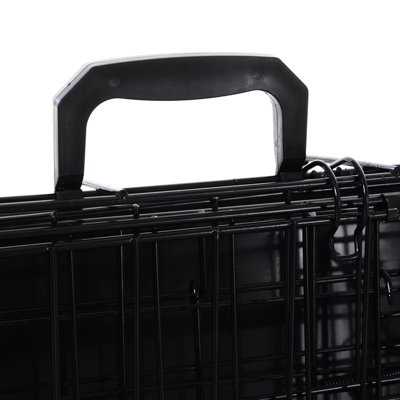 Pawhut Trapeze Collapsible Dog Pet Travel Box Cage Removable Tray ...