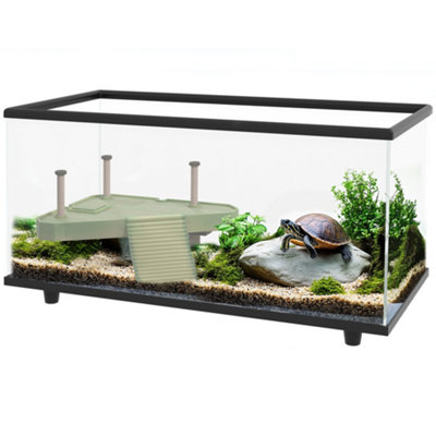PawHut Turtle Tank 50L Glass Turtle Aquarium w Easy Drainage 60 x 30 x 32cm