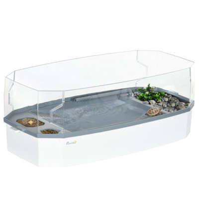 PawHut Turtle Tank for Turtles, Terrapin, Small Reptiles - White