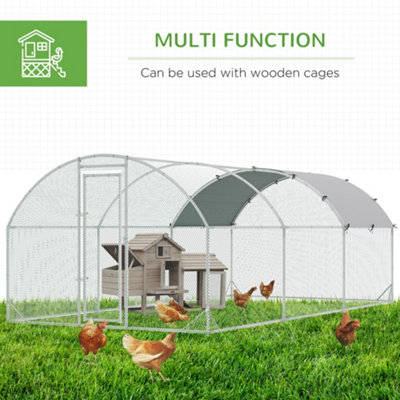 PawHut Walk-In Chicken Run Galvanised Chicken Coop w/ Cover 5.7 x 2.8 x 2m