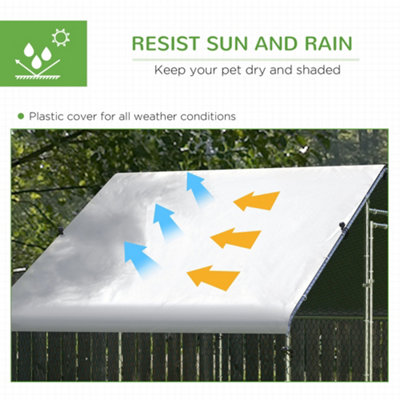 PawHut Walk In Chicken Run Large Galvanised Chicken Coop w/ Cover 3 x 1.7 x 1.9m - 4