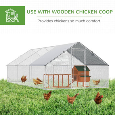 PawHut Walk In Chicken Run Large Galvanised Chicken Coop w/ Cover 6 x 3 x 2m - 5