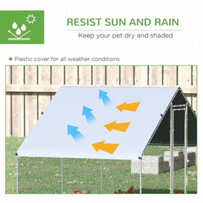 PawHut Walk In Chicken Run Large Galvanized Chicken Coop w/ Cover 3 x 2 x 2m - 6