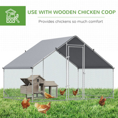 PawHut Walk In Chicken Run Large Galvanized Chicken Coop w/ Cover 3 x 2 x 2m - 7