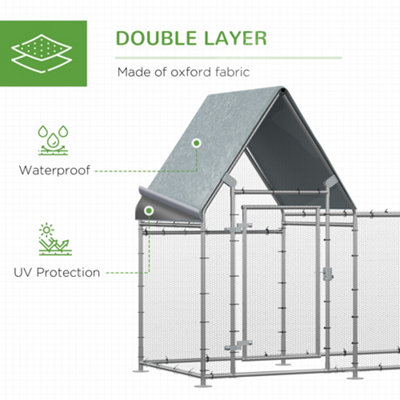 PawHut Walk In Chicken Run Large Outdoor Chicken Cage Coop w/ Cover 3 x 1 x 1.7m - 6
