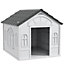 PawHut Weather-Resistant Dog House, Puppy Shelter for Large Dogs - Grey