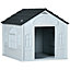 PawHut Weather-Resistant Dog House, Puppy Shelter for Medium Dogs - Grey