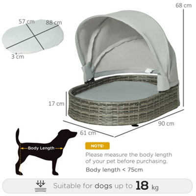 Outdoor wicker dog 2024 bed with canopy