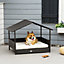 PawHut Wicker Dog House, Rattan Pet Bed with Soft Cushion, Cat Basket - Cream