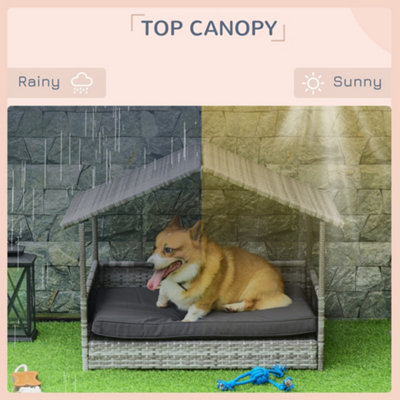 Curated visual reference: Rattan Dog Kennel DIY Reference: Pawhut Wicker Dog House Rattan Pet Bed With Soft Cushion