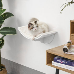 PawHut Wood Cat Shelf Perch Bed Curved Climber Wall-Mounted Cat Furniture