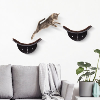 Picture of PawHut Wood Cat Shelves Wall-Mounted Shelter Curved Kitten Bed Cat ...