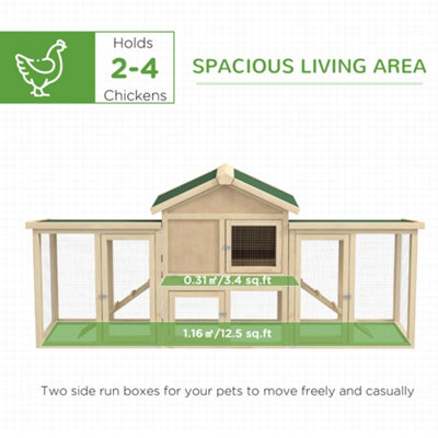 Pawhut Wood Chicken Coop Hens Cage Poultry House with Nesting Boxes Run - 4