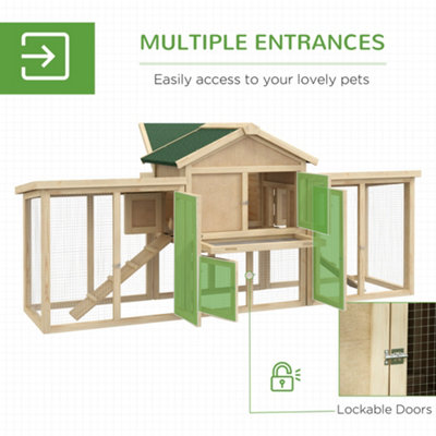 Pawhut Wood Chicken Coop Hens Cage Poultry House with Nesting Boxes Run - 5