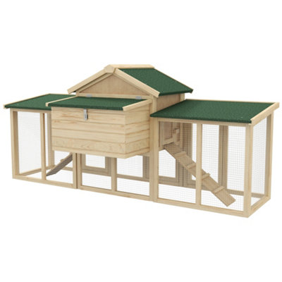 Pawhut Wood Chicken Coop Hens Cage Poultry House with Nesting Boxes Run - 8