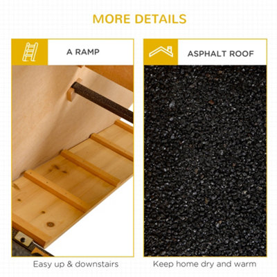 PawHut Wood-metal Rabbit Hutch Guinea Pig Hutch Elevated Pet House Bunny Cage with Slide-Out Tray Openable Roof Outdoor - 8