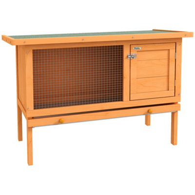 PawHut Wood Rabbit Hutch Guinea Pig House Bunny Cage Shelter Indoor Outdoor Elevated with Sliding Tray 90x45x65cm