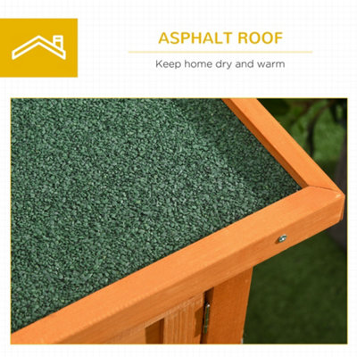 PawHut Wood Rabbit Hutch Guinea Pig House Bunny Cage Shelter Indoor Outdoor Elevated with Sliding Tray 90x45x65cm - 7