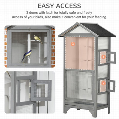 Photo inspiration: Height Adjustable Aviary Reference: Pawhut Wooden Bird Aviary Outdoor Bird Cage For Finch Canary