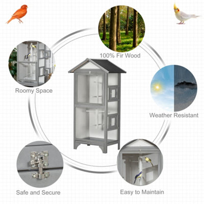 Photo inspiration: Fresh Look at Pawhut Wooden Bird Aviary Outdoor Bird Cage For Finch Canary