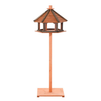 PawHut Wooden Bird Feeder Bird Table with Water-resistant Roof for Outside Use