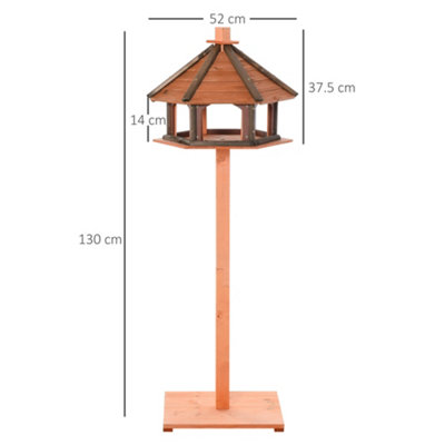 PawHut Wooden Bird Feeder Bird Table with Water-resistant Roof for Outside Use - 3