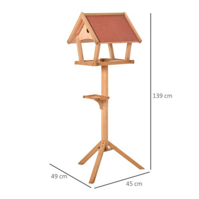 PawHut Wooden Bird Feeder Stand for Garden Backyard Decorative Pre-cut Natural - 3