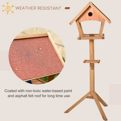 PawHut Wooden Bird Feeder Stand for Garden Backyard Decorative Pre-cut Natural - 7