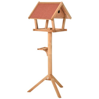 PawHut Wooden Bird Feeder Stand for Garden Backyard Decorative Pre-cut Natural - 8