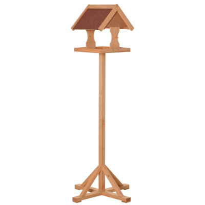 PawHut Wooden Bird Feeder w/ Cross-shaped Support Feet Weather Resistant Roof