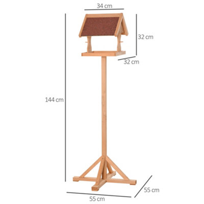 PawHut Wooden Bird Feeder w/ Cross-shaped Support Feet Weather Resistant Roof - 3