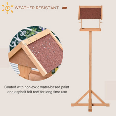 PawHut Wooden Bird Feeder w/ Cross-shaped Support Feet Weather Resistant Roof - 5