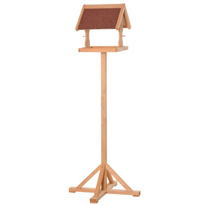 PawHut Wooden Bird Feeder w/ Cross-shaped Support Feet Weather Resistant Roof - 8