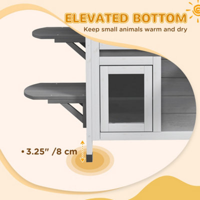 PawHut Wooden Cat House Condos Cat Cave Pet Shelter 2 Floor Villa Outdoor Furniture Grey - 4