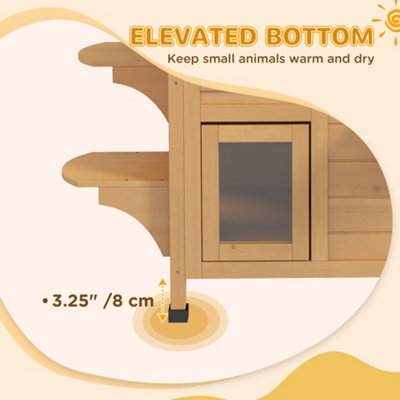 PawHut Wooden Cat House Condos Cat Cave Pet Shelter 2 Floor Villa Outdoor Furniture Natural Wood Finish - 4