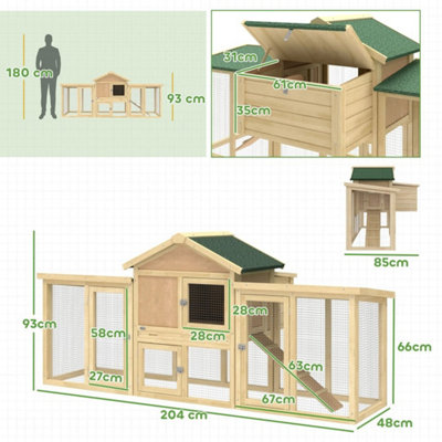 Pawhut Wooden Chicken Coop Hen House with Nesting Box Run
