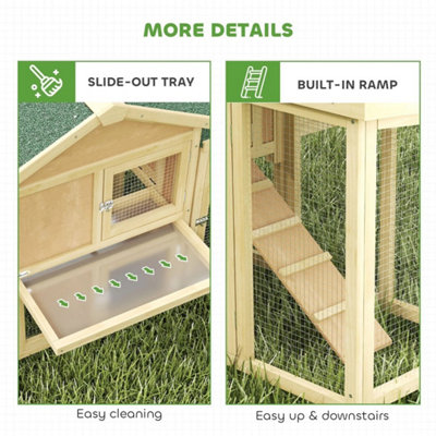 Pawhut Wooden Chicken Coop Hen House with Nesting Box Run