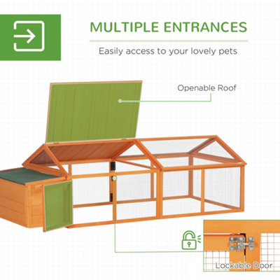 PAWHUT WOODEN CHICKEN RUN WITH NESTING BOX, OPENABLE ROOF, FOR 4-8 CHICKENS