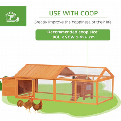 PAWHUT WOODEN CHICKEN RUN WITH NESTING BOX, OPENABLE ROOF, FOR 4-8 CHICKENS