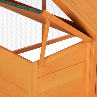 PAWHUT WOODEN CHICKEN RUN WITH NESTING BOX, OPENABLE ROOF, FOR 4-8 CHICKENS