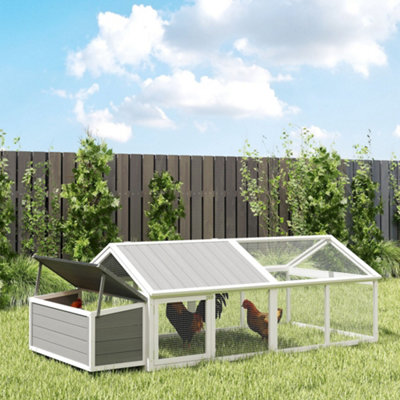 PawHut Wooden Chicken Run with Nesting Box, Openable Roof, for 4-8 Chickens