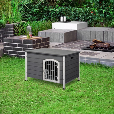 PawHut Wooden Dog House, Outdoor Dog Kennel w/ Removable Bottom, Grey Price Comparisons | Compare The Build