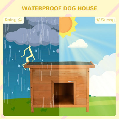 PawHut Wooden Dog Kennel Elevated Dog Pet House w/ Open Top 82W x 58D x 58H cm - 6