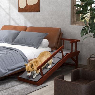 PawHut Wooden Dog Ramp with Removable Guardrails, Non-Slip Surface, 125 cm
