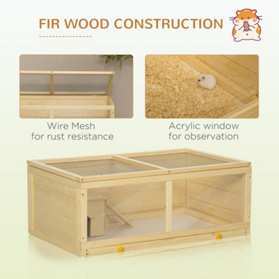 Curated visual reference: Gallery Detail: Pawhut Wooden Hamster Cage W Sliding Tray Openable Top Hut
