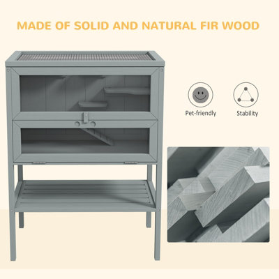 Curated visual reference: Visual Reference: Pawhut Wooden Hamster Cage W Storage Shelf Openable Top For