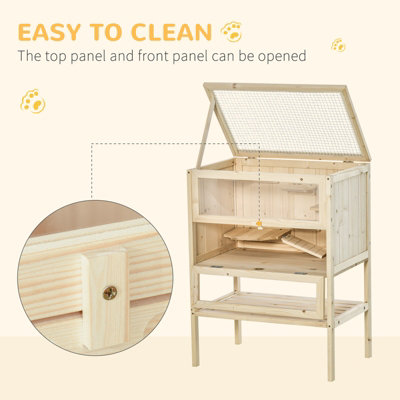 Fresh Look at Pawhut Wooden Hamster Cage W Storage Shelf Openable Top For