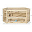 PawHut Wooden Large Hamster Cage Small Animal Exercise Play House 3 Tier with Sliding Tray, Seesaw, Water Bottle, Natural