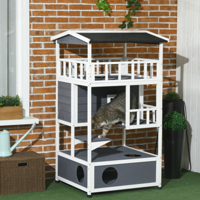 Outdoor cat hot sale tree house