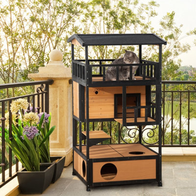 Diy Cat House Best Toys For Outdoor Cats PawHut Wooden Outdoor Cat